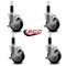 Service Caster 4'' SS Black Poly Swivel 1-1/8'' Expanding Stem Caster Set with Brake, 4PK SCC-SSEX20S414-PPUB-BLK-TLB-118-4 - alternate 3